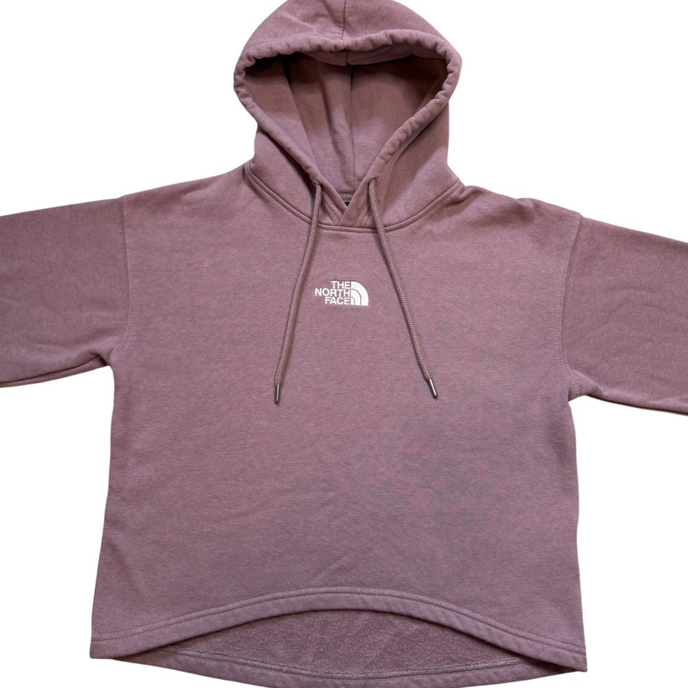 The North Face Womens XS Mauve Purple Cropped High Low Fleece Hoodie Sweatshirt - Picture 1 of 5